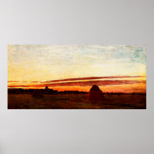 Póster Haystacks en Chailly al amanecer, 1865