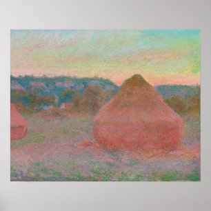 Póster Haystacks, fin de día, otoño (1890-1891)