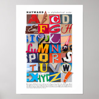 Póster Hayward en el poster 12x16 del orden alfabético