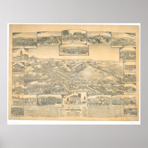Póster Hayward, mapa panorámico del CA (0696A)