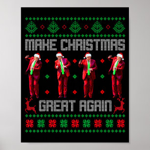 Póster Haz la Navidad Grande Otra Vez Santa Trump Baile F