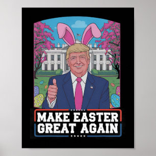 Póster Haz la Pascua Grande de Nuevo Funny Trump Bunny Sp