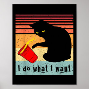 Póster Haz Lo Que Quiero Gato Negro Vintage Taza Roja Div