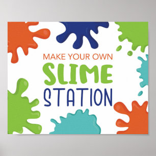 Póster Haz tu propio letrero de slime para cumpleaños de