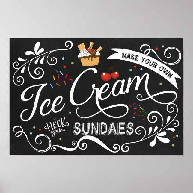 Póster Haz Tu Propio Rótulo De Helado Cream Sundae (Frente)