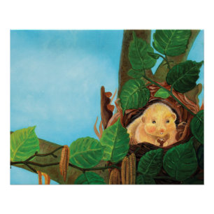 Póster Hazel dormouse comiendo avellanas