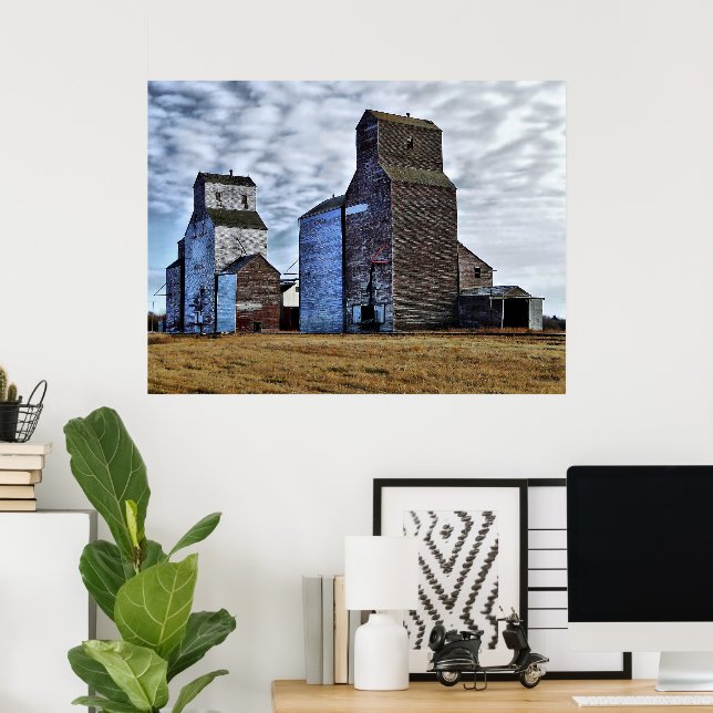 Póster HDR Autumn prairie sentinels Poster Print (Oficina en casa)