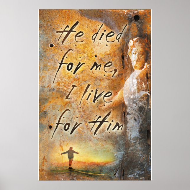 Póster HE DIED FOR ME - Jesus Christ Religious Poster (Frente)