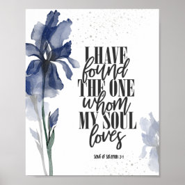 Póster He encontrado una Biblia Verse Floral Azul