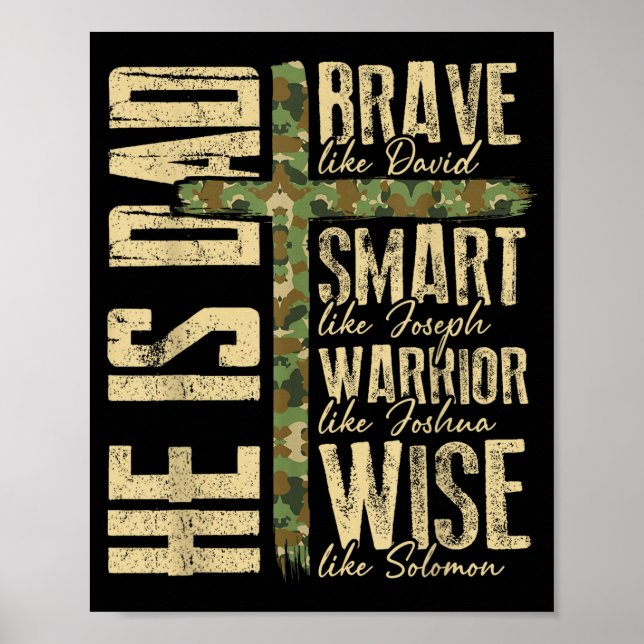 Póster He Is Dad Camo Religious Father's Day Christian Da (Frente)