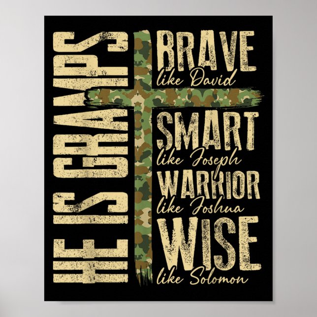 Póster He Is Gramps Camo Religious Father's Day Christian (Frente)