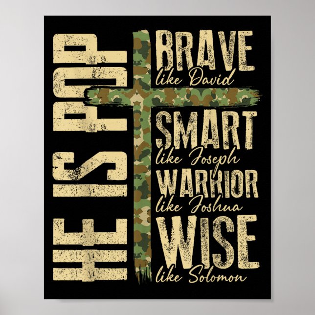 Póster He Is P Camo Religious Father's Day Christian Dad  (Frente)