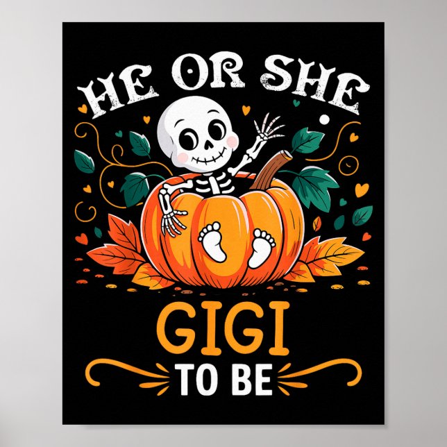 Póster He Or She Gigi To Be Halloween Skeleton Baby Revea (Frente)