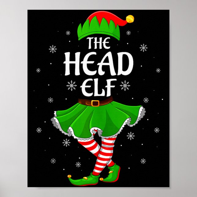 Póster Head Elf Christmas Family Girls Women Elf Squad Xm (Frente)