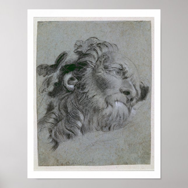 Póster Head of a River-God, c.1751 (black chalk heightene (Frente)