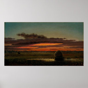 Póster Heade - Puesta de sol sobre las marismas 1890