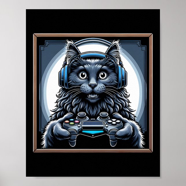 Póster Headphone Video Game Nebelung Cat Gaming  (Frente)
