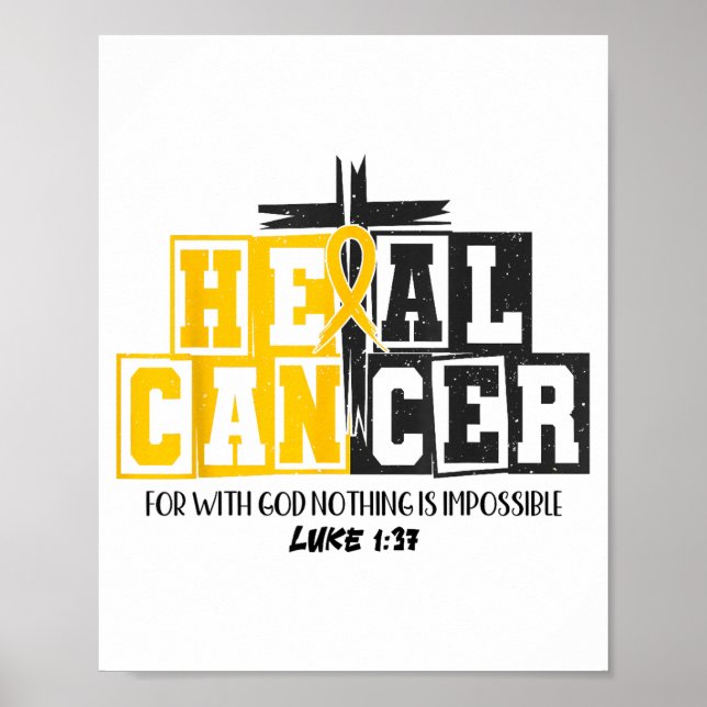 Póster Heal Cancer Childhood Cancer Awareness God Christi (Frente)