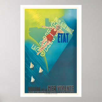 Póster Health By Air Iodine State Vintage Travel Poster