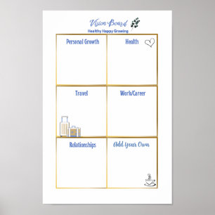 Póster Healthy Happy Growing Vision Board