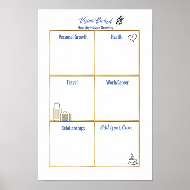Póster Healthy Happy Growing Vision Board (Frente)
