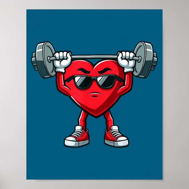 Póster Healthy Heart Heart Disease Awareness Weightliftin (Frente)