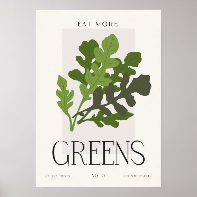 Póster Healthy Living Greens Kitchen Wall Art Minimalist  (Frente)