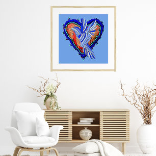 Póster Heart And Bird Hispanic Art