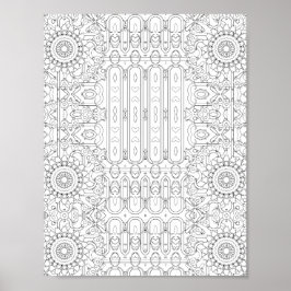 Póster Heart and Floral Pattern Coloring Page Design