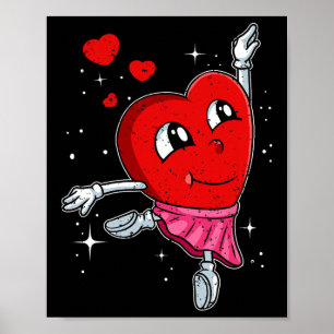 Póster Heart Ballerina Día de San Valentín Cute Ballet Ba
