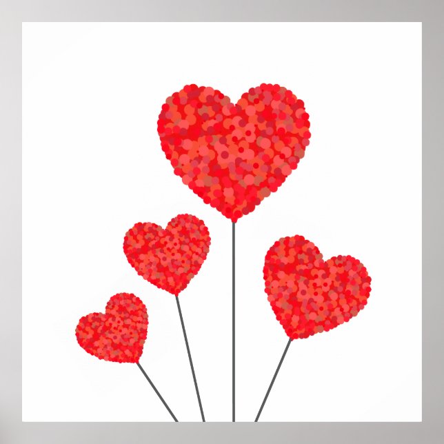 Póster Heart Balloons Illustration Design (Frente)