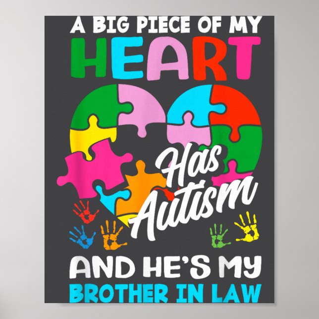 Póster Heart Brother-in-law Autism Awareness Puzzle Ece R (Frente)