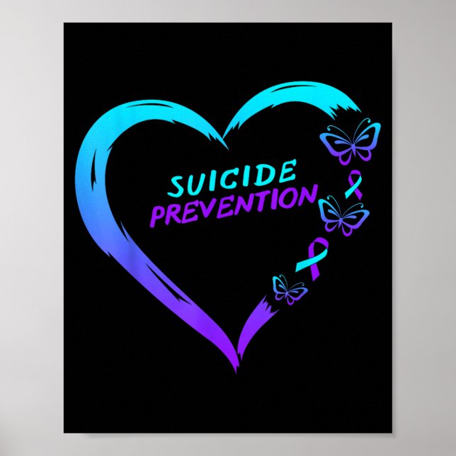 Póster Heart Butterfly Suicide Prevention Awareness  (Frente)