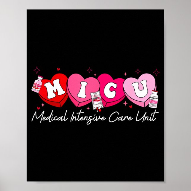 Póster Heart Candy Micu Nurse Valentine's Day Medical Cri (Frente)