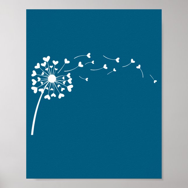 Póster Heart Dandelion Flower Love Cute Valentines Day Wo (Frente)