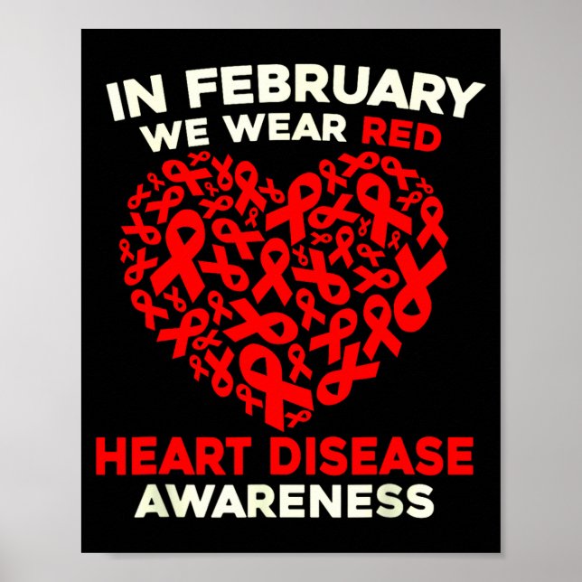 Póster Heart Disease Awareness Go Red In February Health  (Frente)