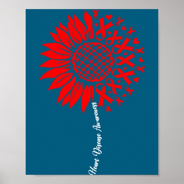 Póster Heart Disease Awareness Month Sunflower For Women  (Frente)