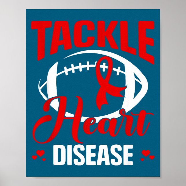 Póster Heart Disease Awareness Red Heart Tackle Heart Dis (Frente)
