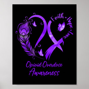 Póster Heart Faith Hope Love Opioid Sobredosis Purple Rib