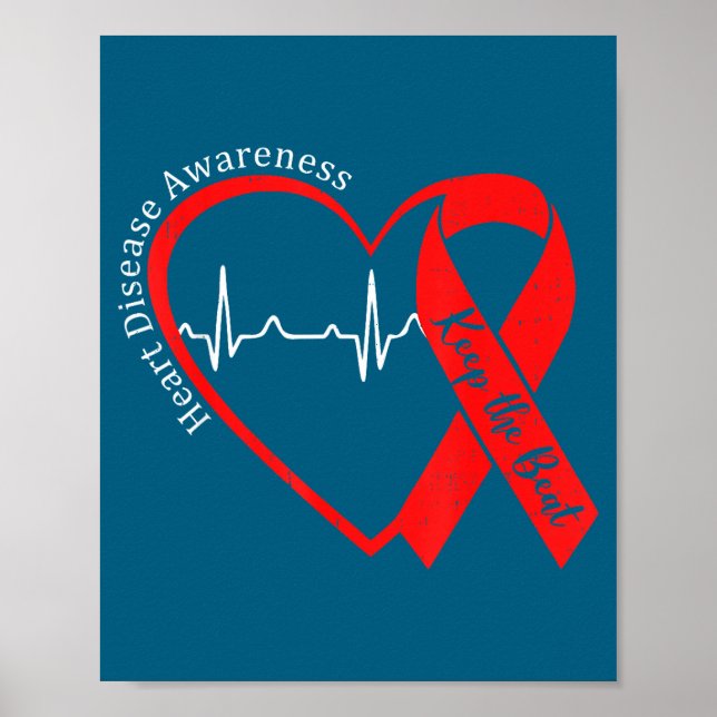 Póster Heart Health Heart Disease Awareness Chd Heartbeat (Frente)
