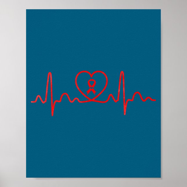 Póster Heart Health Heart Disease Awareness Heartbeat Chd (Frente)