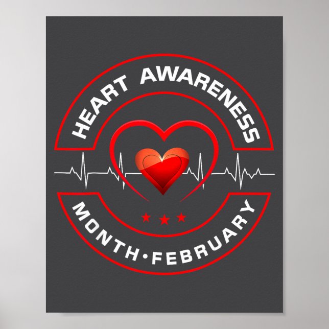 Póster Heart Health Month February American Heart Health  (Frente)