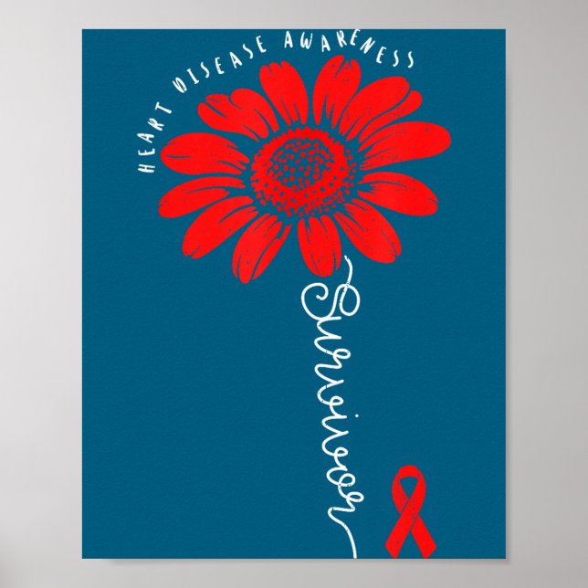 Póster Heart Health Survivor Heart Disease Awareness Chd  (Frente)