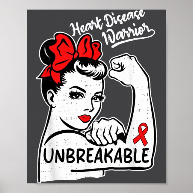 Póster Heart Health Warrior Heart Disease Awareness Chd W (Frente)