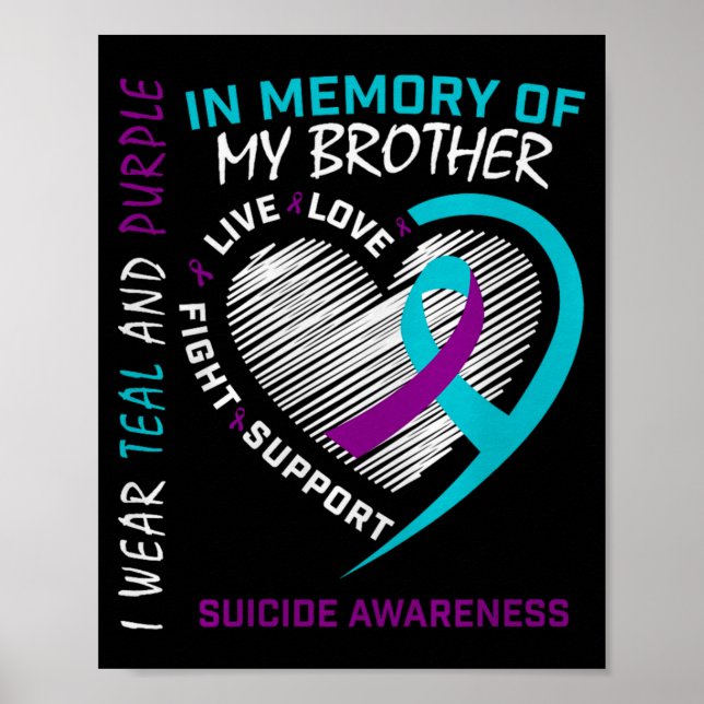Póster Heart In Memory Of My Brother Suicide Awareness Pr (Frente)