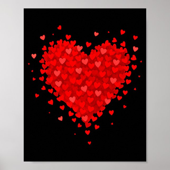 Póster Heart Made Of Hearts Valentines Day Womens Teens G (Frente)