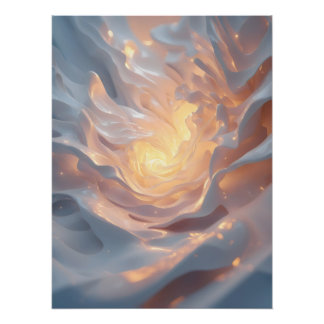 Póster Heart of Summer – Luminous Abstract Blue & Gold