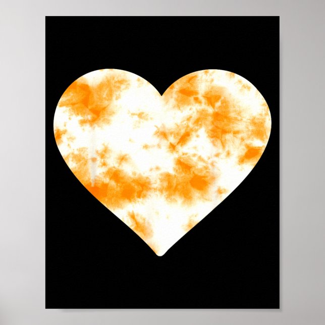 Póster Heart Orange Tie Dye - Cute Valentines Day Graphic (Frente)