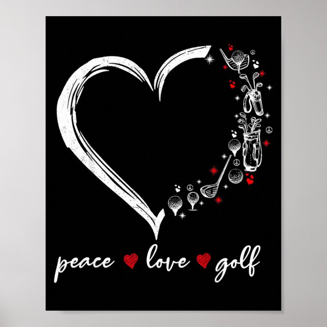 Póster Heart Peace Love Golf Player Srt Lovers Outfit Wom (Frente)