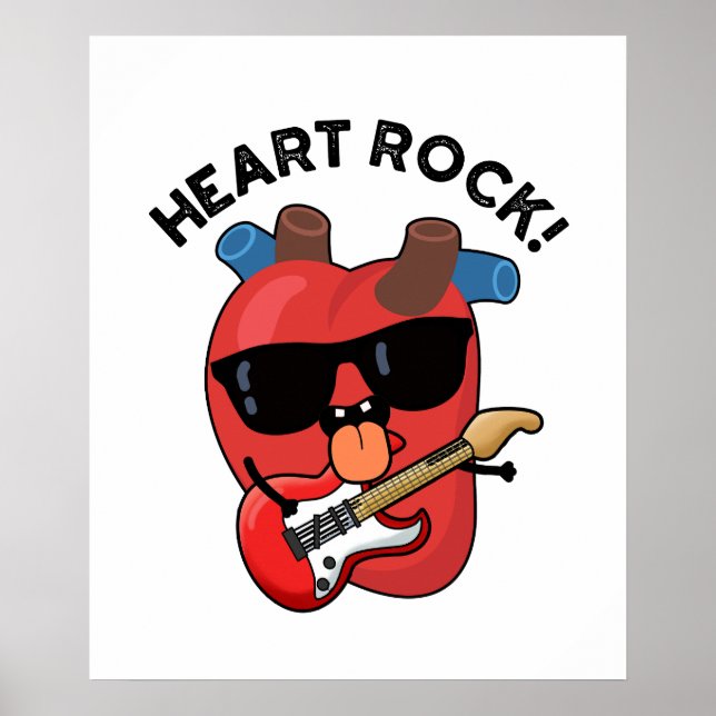 Póster Heart Rock Funny Music Anatomy Pun (Frente)